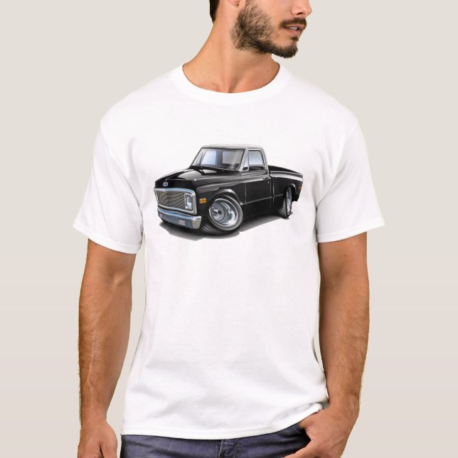 Chevy C10 Schwarz-weißer Spitzen-LKW 1970-72 T-Shirt (Vorderseite)