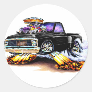 Chevy C10 schwarzer LKW 1970-72 Runder Aufkleber