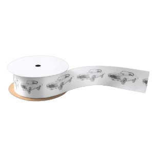Chevy Chevelle Bowtie Muscle Car Black and White Satinband