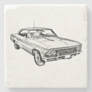 Chevy Chevelle SS 396 Illustration 1966 Steinuntersetzer