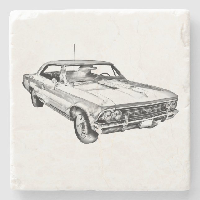 Chevy Chevelle SS 396 Illustration 1966 Steinuntersetzer (Vorderseite)