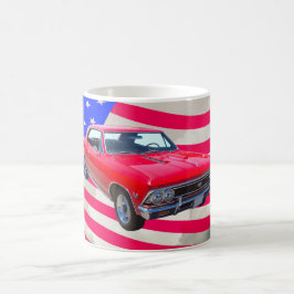 Chevy Chevelle SS 396 mit amerikanischer Flagge Kaffeetasse