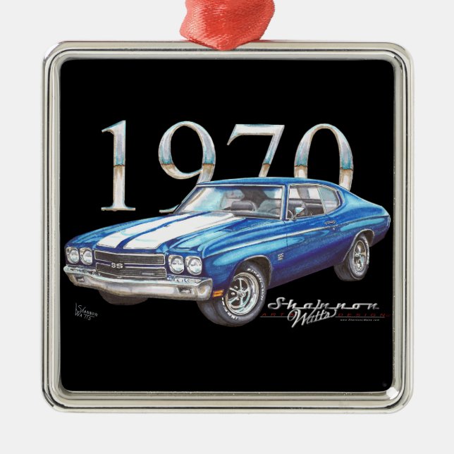 Chevy Chevelle Supersport-Weihnachtsverzierung Silbernes Ornament (Vorne)