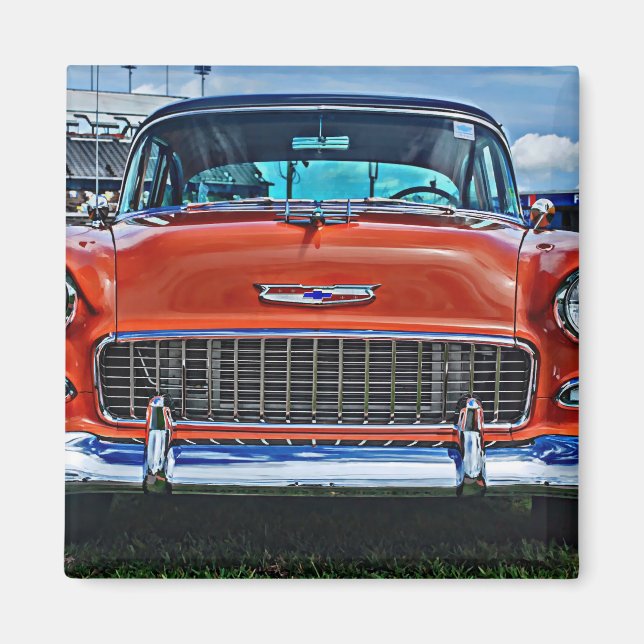 Chevy Chevrolet Tri-Five BelAir Hotrod Magnet (Vorne)