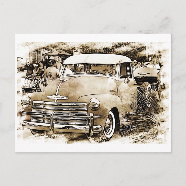 Chevy Chevrolet Truck aus den 50er Jahren Postkarte (Vorderseite)
