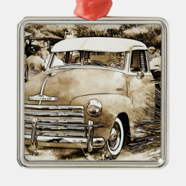 Chevy Chevrolet Truck aus den 50er Jahren Silbernes Ornament