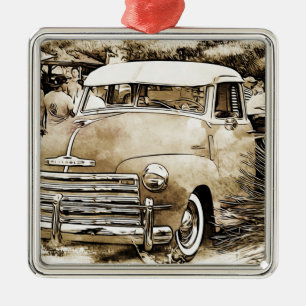 Chevy Chevrolet Truck aus den 50er Jahren Silbernes Ornament