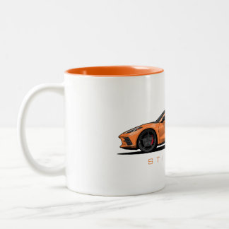 Chevy Corvette C8 Black Illustration Zweifarbige Tasse