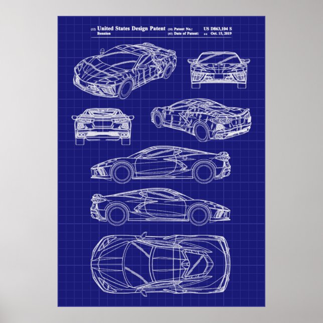 Chevy Corvette C8 Patent Poster (Vorne)