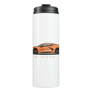 Chevy Corvette C8 schwarze Illustration Thermosbecher