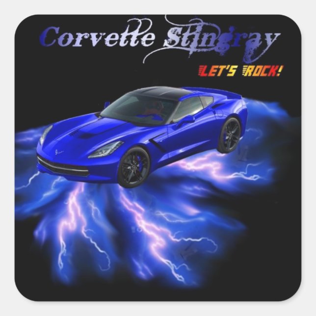 Chevy: Corvette Stingray 2013 Quadratischer Aufkleber (Vorderseite)