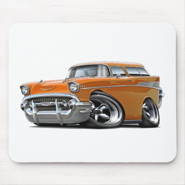 Chevy Nomade-Orangen-frisiertes Auto 1957 Mousepad (Vorne)