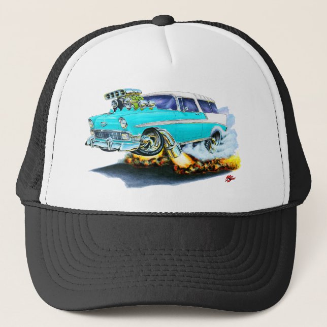 Chevy Nomade-Türkis-Auto 1956 Truckerkappe (Vorderseite)