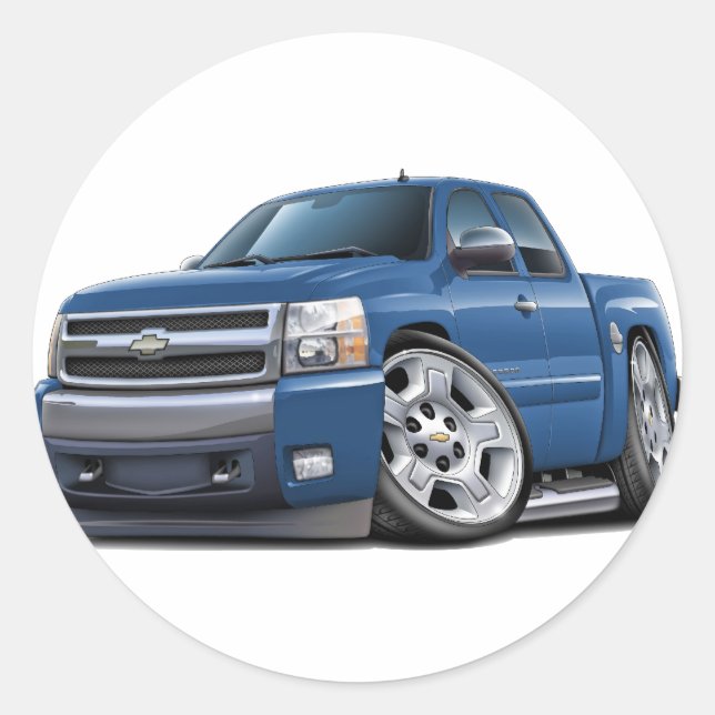 Chevy Silverado Blue Granite Extended Cab Runder Aufkleber (Vorderseite)