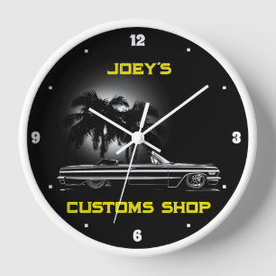 Chevy Sixties Schwarzes Cabrio Custom Namen Uhr