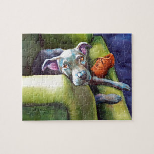 Chew Shoe, Terrier auf der Couch Puzzle