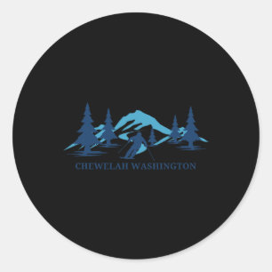 Chewelah Washington Ski Resort Skiing Skier Runder Aufkleber