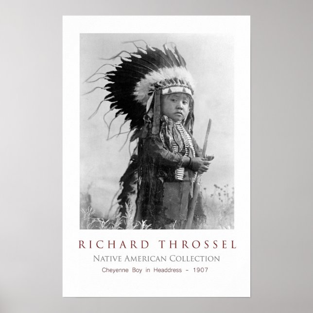 Cheyenne Boy in Headdress Poster (Vorne)