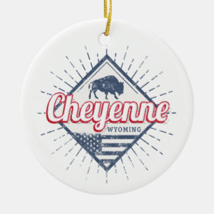 Cheyenne City Wyoming United Staaten Vintag USA Keramik Ornament