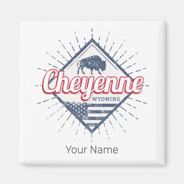 Cheyenne City Wyoming United Staaten Vintag USA Magnet (Vorne)