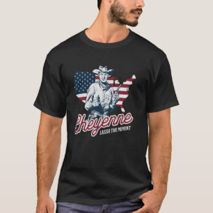 Cheyenne Cowboy Wortspiel Flagge Land patriotisch T-Shirt