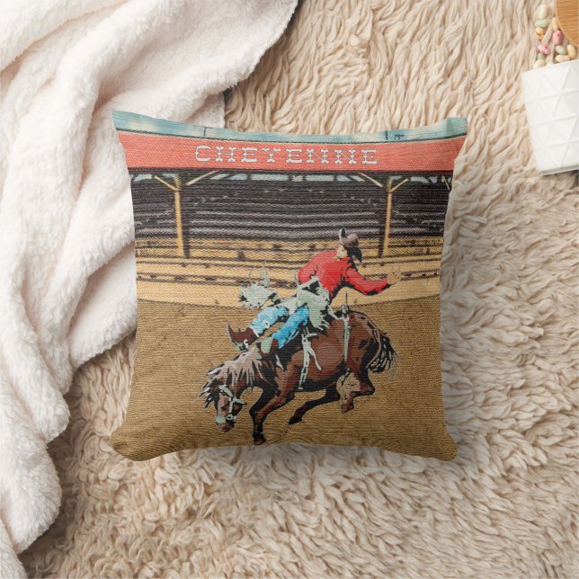 Cheyenne Rodeo Cowboy Bareback Bronc Rider Pillow Kissen (Decke)