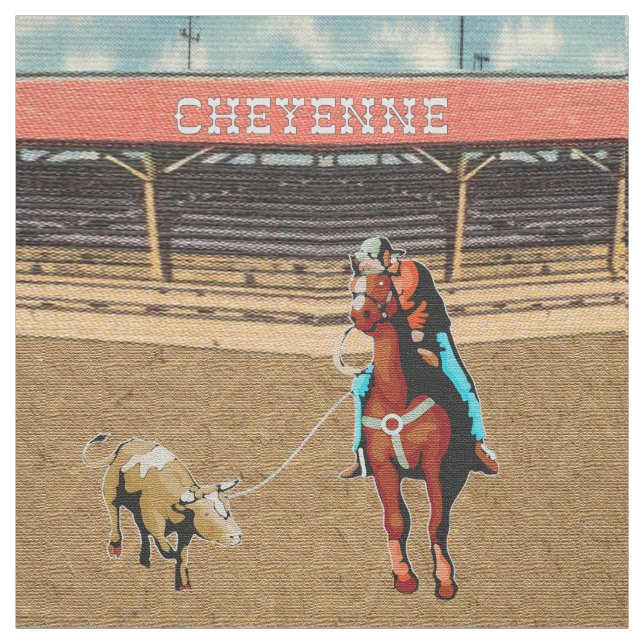 Cheyenne-Rodeo-Cowboy-Ochse-Team-Roping Gewebe Stoff (Muster)