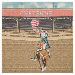 Cheyenne Rodeo Cowgirl American Flag Fabric 1 Stoff