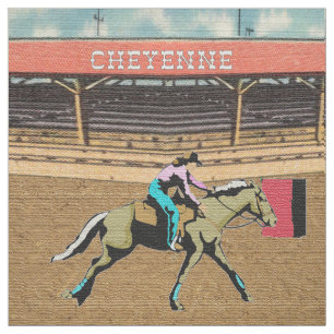 Cheyenne Rodeo Cowgirl Barrel Racing 2 Fabric Stoff