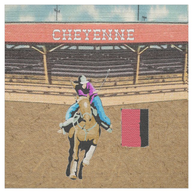 Cheyenne-Rodeo-Cowgirl-Fass-Laufen Stoff (Muster)