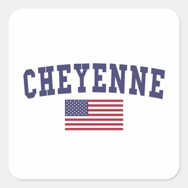 Cheyenne US-Flagge Quadratischer Aufkleber (Vorderseite)