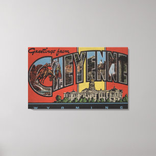 Cheyenne, Wyoming - Große Buchstabenszenen Leinwanddruck