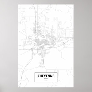Cheyenne, Wyoming (Schwarzes auf Weiß) Poster