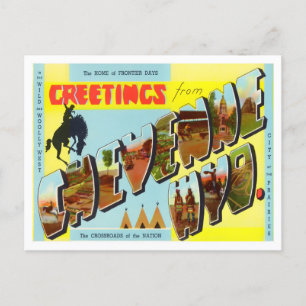 Cheyenne, Wyoming Vintag Big Letters Postcard Postkarte