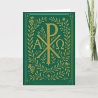 Chi Rho Alpha Omega Gold Symbol auf Grün
