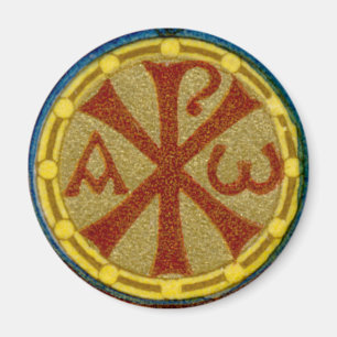 Chi-Rho / Alpha Omega Medaillon von SNV 36 Magnet