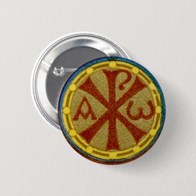 Chi Rho / Alpha Omega Medallion von SNV 36 Button (Vorne & Hinten)