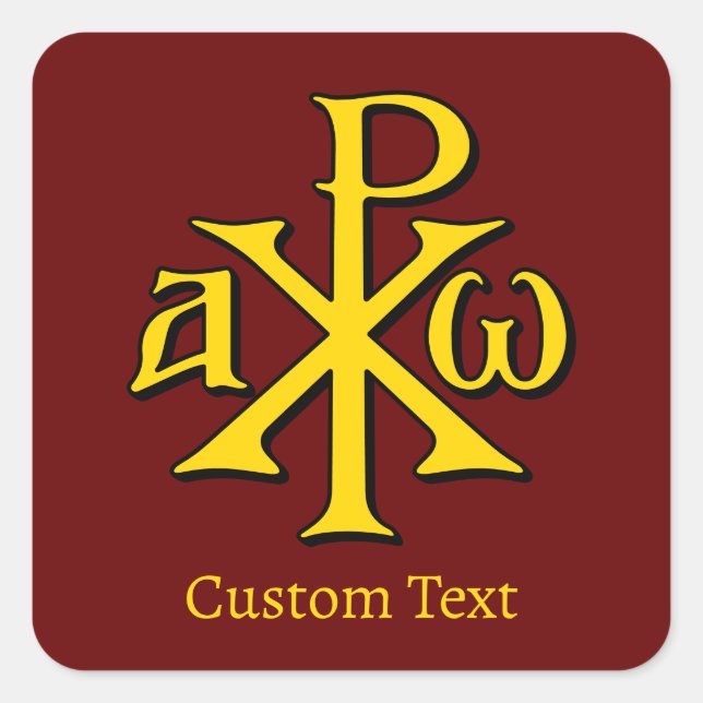 Chi Rho Christogram Quadratischer Aufkleber (Vorderseite)