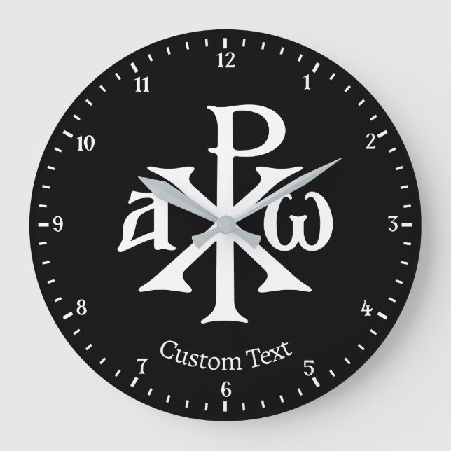 Chi Rho Christogram Wall Clock Große Wanduhr (Vorderseite)