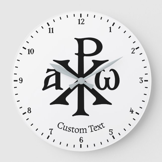 Chi Rho Christogram Wall Clock Große Wanduhr (Vorderseite)