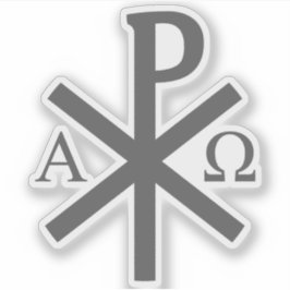 Chi-Rho Cross - v2 (grau) Aufkleber