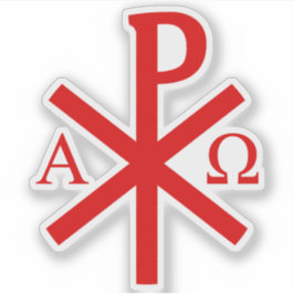 Chi-Rho Cross - v2 (rot) Aufkleber
