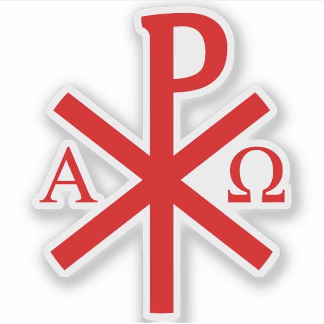 Chi-Rho Cross - v2 (rot) Aufkleber (Vorderseite)