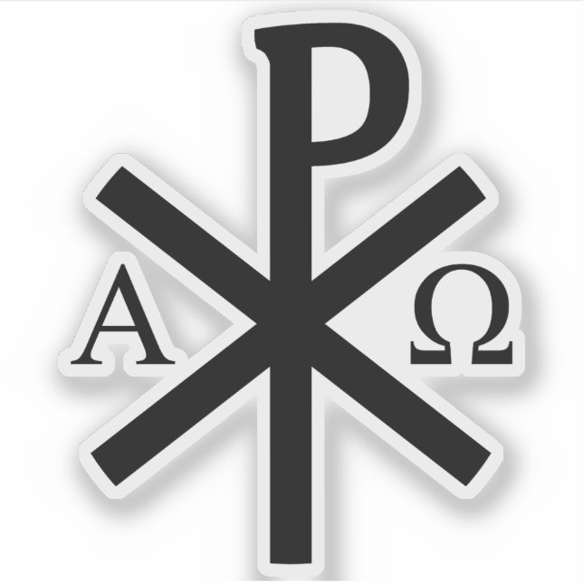 Chi-Rho Cross - v2 (schwarz) Aufkleber (Vorderseite)