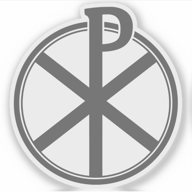 Chi-Rho Cross - v3 (grau) Aufkleber (Vorderseite)
