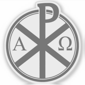 Chi-Rho Cross - v4 (grau) Aufkleber