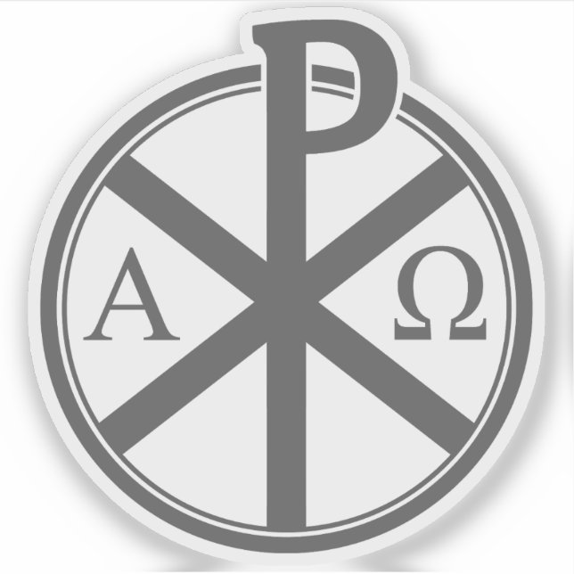 Chi-Rho Cross - v4 (grau) Aufkleber (Vorderseite)