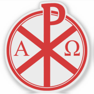 Chi-Rho Cross - v4 (rot) Aufkleber