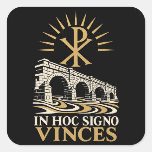 Chi Rho Milvische Brücke In Hoc Signo Vinces Quadratischer Aufkleber