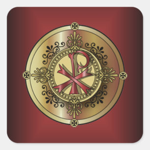 Chi-Rho Monogram ~ Christliches Symbol P & X Quadratischer Aufkleber